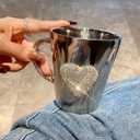 Heart-Shaped Crystal Rhinestone Stainless Steel Coffee Mug, Small Camping Mugs with Handle Durable and Reuseable Mug Cup for Water,Iced Coffee,Milk,Tea,Juice