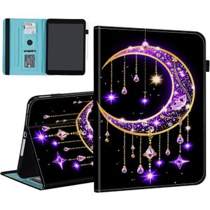 Case for 7" All-New Kindle Paperwhite 12th Gen 2024 & Kindle Colorsoft Signature Edition (2024 Release),Card Slot PU Leather TPU Case Pen Holder Auto Wake Sleep,Moon Stars