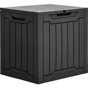 YITAHOME Outdoor Storage Box with Cushion, 120 Gallon Waterproof Deck Box for Garden Tools, Patio Cushions, and Pool Accessories, Lockable, Easy Assembly, Versatile Bench or Table (Light Brown)