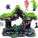 Hamiledyi Resin Hollow Hideout House for Aquarium Decoration Fish Tank Accessories Betta Cave with Lifelike Moss for Shrimp Fish Shelter