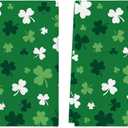 Artoid Mode Green Clover Shamrock St. Patrick's Day Kitchen Towels Dish Towels, 18x26 Inch Farmhouse Holiday Spring Decoration Hand Towels Set of 2