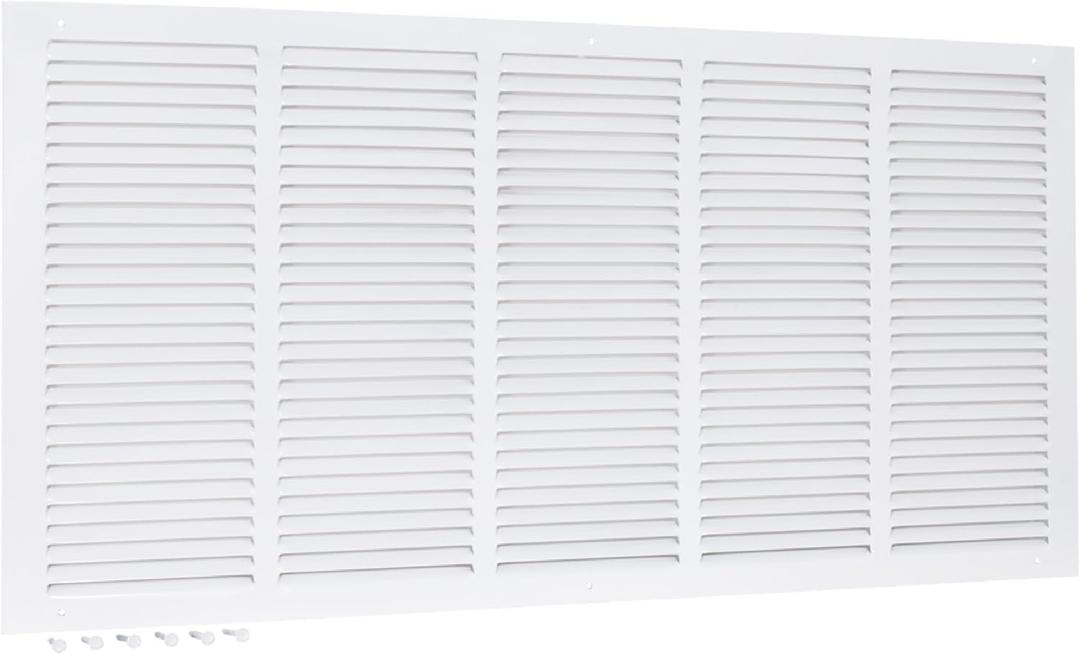 EZ-FLO 30 x 14 Inch (Duct Opening) Return Air Vent Cover for Wall or Ceiling, Solid Steel Return Air Grille, HVAC Vent Cover, White, 61650