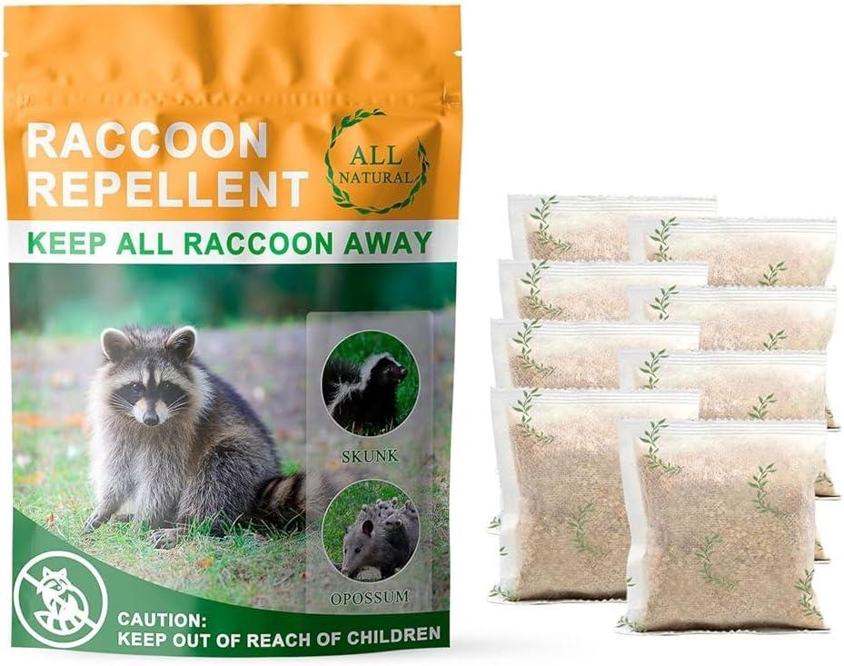 Natural Raccoon Repellent Granules 8-Pack (25g per Bag) | Eco-Friendly, Non-Toxic & Long-Lasting Protection with Garlic, Peppermint & Wintergreen Oils | Safe for Pets and Children