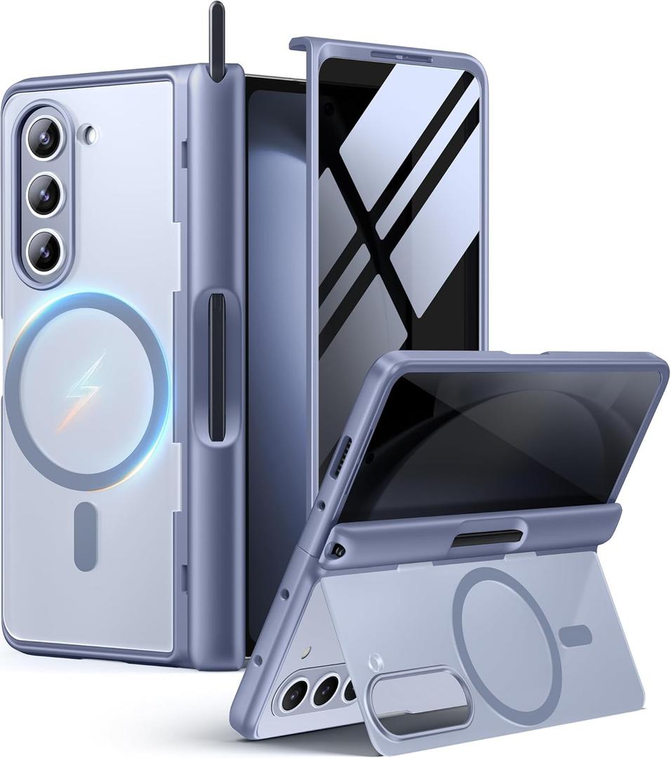 MOBOSI for Z Fold 5 Case with Privacy Screen Protector [Compatible with Magsafe], [Built-in Kickstand&Full Body Hinge Protection] Shockproof Phone Cover for Samsung Galaxy Z Fold5, Blue