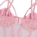 Verdusa Women's Sheer Mesh Lace Babydoll Lingerie Set Underwire Mini Dress with Thong (Large, Light Pink)