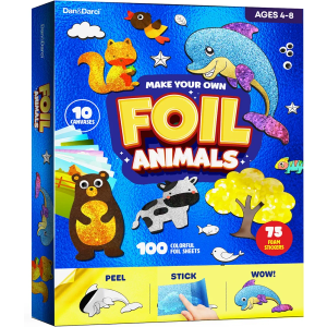 Dan&Darci Foil Art Kit for Kids - Arts and Crafts for Kid Ages 4-8, 4-6, 5-7, 5-8, 6-8 - 5 Year Old Girl Gifts - Fun Kits Projects Activities - Girls Birthday Gift - Craft Age 4 5 6 7 8 Years