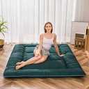 MAXYOYO Japanese Floor Mattress Futon Mattress Thicken Sleeping Pad Roll Up Mattress Floor Lounger Bed Camping Mattress Guest Room Mattress Pad, Thick Soft and Comfortable, Light Green, Twin