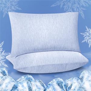 Fittia Cooling Pillow Cases for Hot Sleepers, 2 Pack Standard Size, Breathable Cooling Pillow Covers with Hidden Zipper, Both Sides Q-Max>0.45, Ideal for Night Sweats, Blue