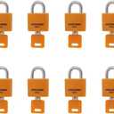 Set of 8 Small LocksCovered Aluminum Keyed Alike Padlocks30MM Weatherproof Lock with Same Key,Outdoor Padlock for Sheds, Storage Unit School Gym Locker, Toolbox
