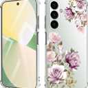for Samsung Galaxy A26 Case Flowers [Buffertech 6.7ft Military-Grade Drop Protection] [Anti Peel Off Tech] Clear TPU Bumper 5G Phone Case Cover DesignCherry Blossoms