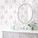 HeloHo Peel and Stick Wallpaper Light Pink Floral Leaf Wall Paper Self Adhesive Removable Waterproof Contact Paper for Bathroom Living Room Bedroom Decor 15.35" X 196.8"