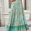 CFLONGE Summer Maxi Skirts for Women 2026 Fashion Boho Long Skirt Trendy Floral High Waist A Line Beach Skirt Vacation Outfit (XXL)