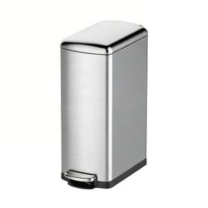 8 Gallon/30 Liters Slim Trash Can, Stainless Steel Garbage Can with Soft-Close Lid & Removable Inner Bucket, Narrow Step-on Trash Bin for Kitchen Bathroom Living Room Office, Silver