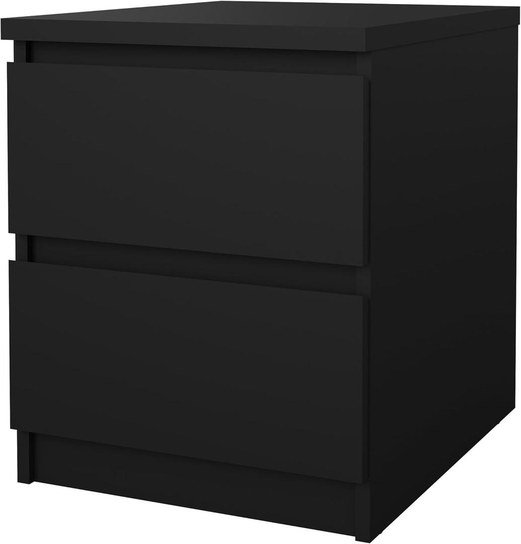Tvilum 2 Drawer Bedroom Nightstand Nighstand, 19.69 in x 15.91 in x 19.49 in, Black