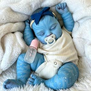Pinky 20 Inch Reborn Baby Doll Avatar Soft Body Vinyl Realistic Sleeping Newborn Dolls Painted Hair Real Life Elf Baby Dolls Toy for Kids Age 3 +