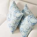 HPD Half Price Drapes Textured Cotton Printed Cushion Pillow Covers (Set of 2) - Decorative Throw Pillow Covers 18x18 Inch for Bedroom and Living Room - Droplets Light Blue