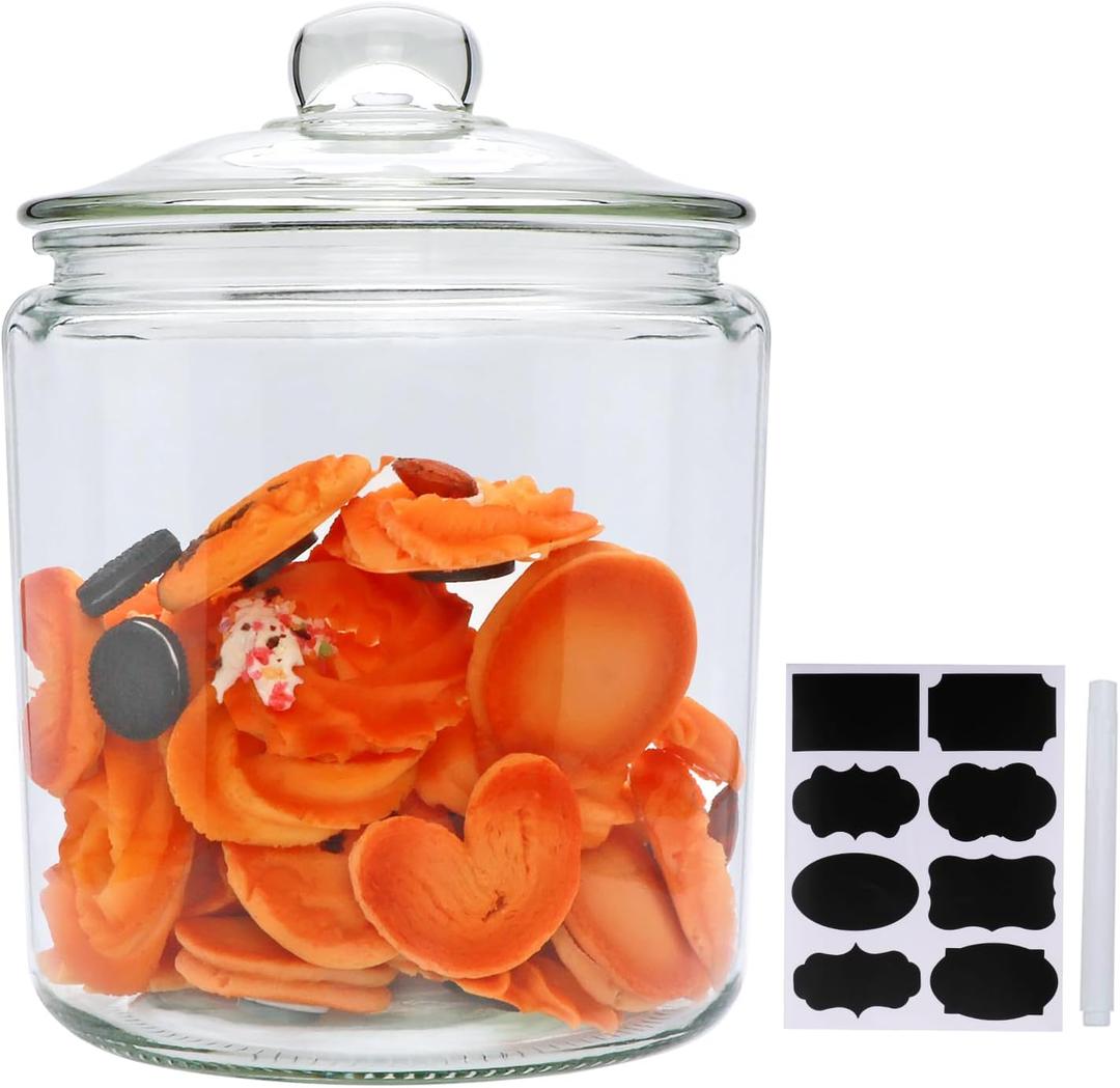 Maredash 1 Gallon Glass Canister, Cookie Jar & Candy Jar with Airtight Lid, Large Food Storage Container for Buffet, Coffee & Flour, Laundry Room Storage & Pantry