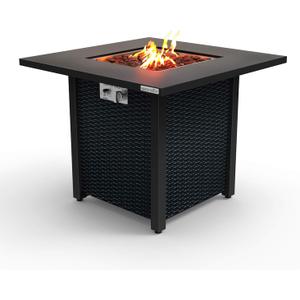 SereneLife Outdoor Propane Fire Pit Table-CSA Approved Safe 40,000 BTU Pulse Ignition Propane Gas Fire Table-28 inches-Steel Tabletop,Steel Panel