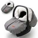TinlyFinly Winter Car Seat Cover for Baby Car Seat and Stroller, Cold Weather Infant Carseat Canopy, Waterproof and Easy Access, Protect Baby Boys Girls from Cold Wind (Grey)