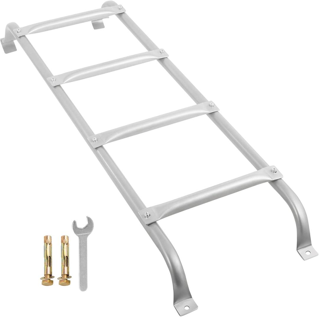 Egress Ladder 4-Step Basement Egress Ladder, 400LBS Load Capacity Metal Basement Ladder, 53"x15.5"(LxW) Egress Window Ladder with Silver Polished Surface Use for Egress Window Well