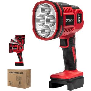 Cordless LED work light compatible with Milwaukee 18V Battery, 1500LM Handheld Spotlight with 550 Yard Distance, Flashing mode and Pivoting Head for Workshop, Camping, Jobsites (Battery Not Included)