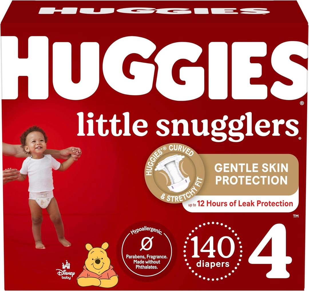 Baby Diapers Size 4 (22-37 lbs), 140ct, Huggies Little Snugglers