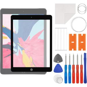 New Front Screen Glass Outer Panel Lens Replacement+OCA Compatible with iPad Air 2 2014 9.7" A1566 A1567 with Upgraded Repair Kit- No LCD Screen and Touch Digitizer