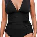 CUPSHE Plus Size Swimsuits for Women One Piece Bathing Suit with Removable Bikini Top Mesh Halter Tummy Control 2 Pieces (XX-Large Plus, Black)