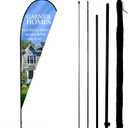 Anley Teardrop Feather Flagpole Set - Assembled Flutter Banner Pole Set with Carrying Bag - Fits 3Ft X 7.5Ft Feather Flags (Flag and Stand Not Included) - Flagpole ONLY