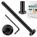 40Pcs 1/4-20 x 3 Flat Socket Head Cap Screws Bolts Barrel Nuts Kit, 304 Stainless Steel 18-8 Furniture Bolts Screws and Nuts, Black Oxided