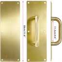 Sumnacon 2 Set 12" Stainess Steel Door Handle Pull & Push Plate - Heavy Duty Gold Gate Handle Bar for Home/Office/Warehouse/Public,Suitable of Wooden/Composite Door with Screws,Brushed