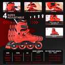 FYHART Adjustable Kids Inline Skates for Girls Boys with 8 Wheels, Kids Inline Roller Skates Blades for Youth Children Beginners Big Kids for Indoor Outdoor Playing (Red & Black, Small)