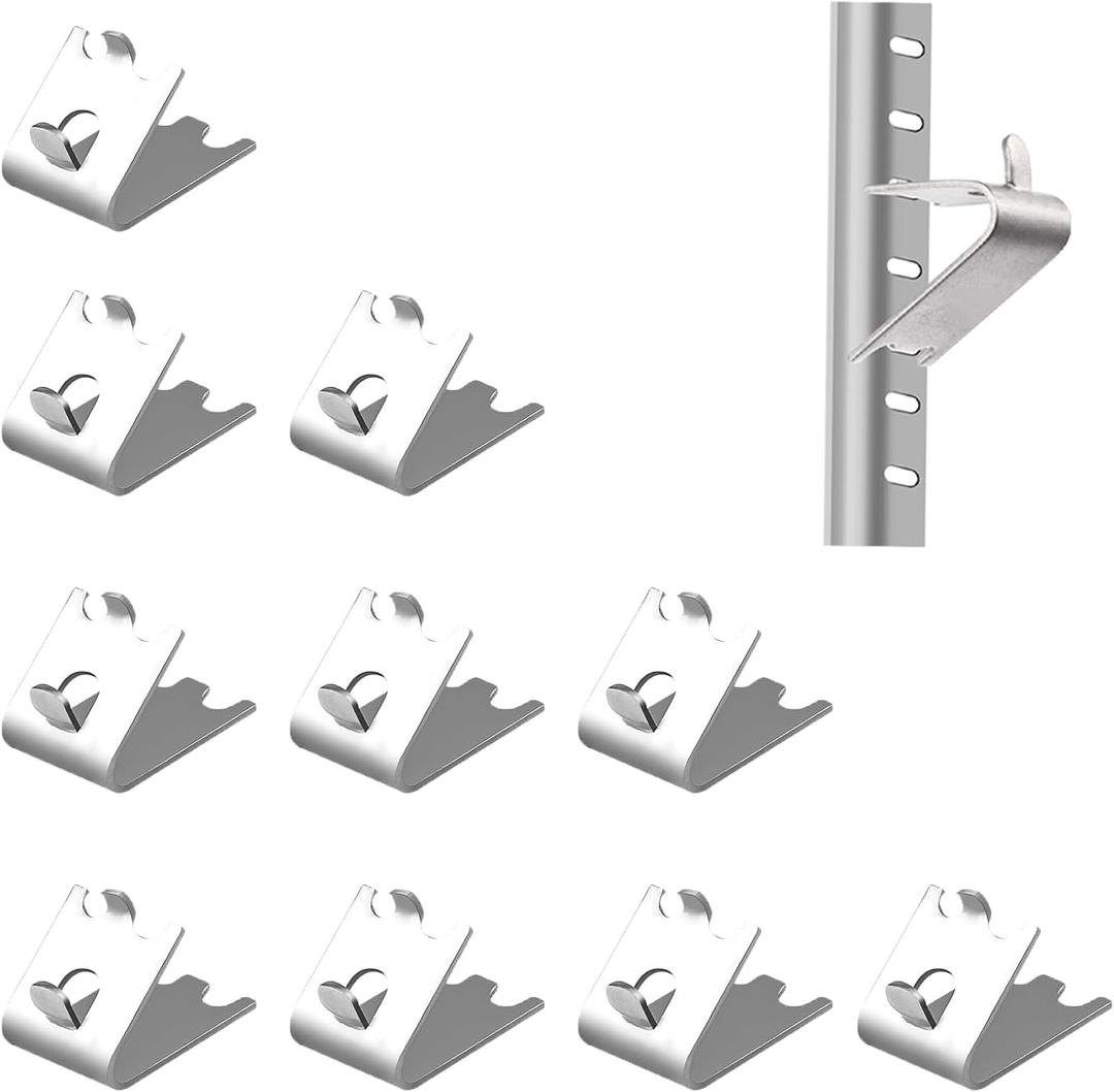 10 Pack 920158 Freezer Shelf Clip, Stainless Steel Fridge Cooler Shelf Support Clips, Refrigerator Refrigerated Shelf Replacement Clip Brackets, Curved Fridge Buckles Clips, Metal Shelf Clips