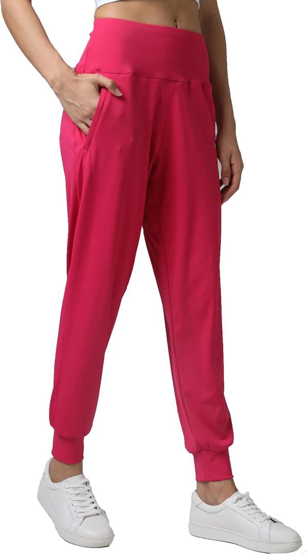 Women's Joggers with 3 Pockets Lightweight Sweatpants High Waiste Tapered | for Workout Gym Running Jogging Lounge (M)