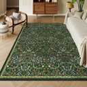 Moynesa Floral Washable 8x10 Rug, Large Rugs for Living Room, Green Soft 8 x 10 Boho Bedroom Rugs, Non Slip Botanical Ultra Thin Floor Carpet for Dining Room Nursery, Green