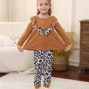 mksodopy Toddler Girl Clothes Girl Fall Winter outfits Cotton Long Sleeves Ruffle Top Pants Little Girl Clothing Set (4-5T, Brown)