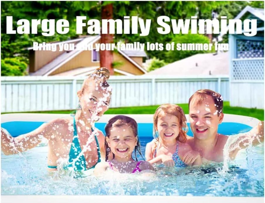 Home Family Big Sized Pool for Children 120.1 in x 72.8 in x 25.6 in (Electric Pump Included) Garden Backyard Outdoor Inflatable Swimming Pool for Kids.