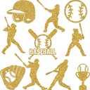 Fuutreo 100 Pcs Baseball Cutouts, Sports Table Topper Double Sided Birthday Party Decorations Sports Paper Cutouts Toppers for Baseball Birthday Party Favors Supplies(Gold)