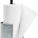 Kitchen Paper Towel Holder for Countertop with Wooden Handle, Galvanized Farmhouse Decor 15 x 16 in - Rustic Farmhouse Decor Paper Towel Holder Countertop