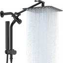 Veken Shower Head, 10'' All Metal Rain Shower Heads with Handheld Spray Combo, Hand Held Bathroom Combo with Extension Arm, Dual shower with Power Wash, Adjustable Rainfall Showerhead Matte Black