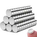 MIN CI Small Rare Earth Neodymium Magnets - 60 Pcs Mini 6 x 2 mm Round Magnets for Refrigerator, Crafts, Whiteboard
