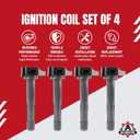 Ignition Coil Pack Set of 4 Replacement by AA Ignition - Compatible with Acura, Honda L4 2.4L - 2016-2020 ILX, 2015-2020 TLX, 2013-2017 Accord, 2015-2019 CR-V - Replaces UF712, UF-712, 30520-5A2-A01