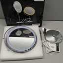 Makeup Mirror with Lights, 1x/ 20x 360° Rotation Vanity Mirror, Brightness Adjustable Lighted Makeup Mirror with Magnification, 5000 mAh Rechargeable Double Sided Mirror with 3 Colors, Gift for Women