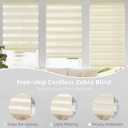 ChrisDowa Cordless Zebra Blinds for Windows, Dual Layer Free-Stop Light Filtering Window Roller Shades, Pull Down Privacy Zebra Shades for Home, Office, Bedroom, Door (34" W x 72" H, Beige)