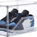 HIYOHIYO Acrylic Clear Shoe Storage Boxes Stackable for High-end Sports Shoes 360 Fully Transparent Display Box with Magnetic Door Suitable for Ankle Boots High Heels Size 14 (1-Pack)