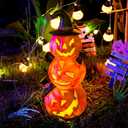 Halloween Pumpkin Decorations Unique 3 Tiers Stacked Jack-O-Lantern Solar Outdoor Pumpkin Lights Halloween Decor for Porch Garden Yard Lawn,3 Tiers Pumpkin