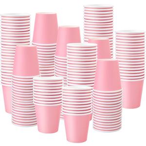 150 Pack 3oz Pink Paper Cups,Mouthwash Cups, Disposable Bathroom Cups,Small Paper Cups 3oz Ideal for Bathroom,Supermarket,Birthday Party,Picnic and BBQ