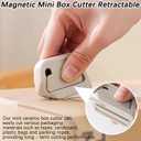 2 x New Portable Ceramic Unboxing Knife, Mini Magnetic Carton and Package Opener Box Cutter，Retractable Utility Knife Ceramic Blades with Lanyard Hole-2pcs