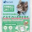 Pet Soft Disposable Cat Diapers - Diaper for Female & Male Cats, Puppy Doggie Diapers for Female Dogs with Adjustable Foam Tail Hole, X-Small (24Pcs, GN Flowers)