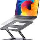 Adjustable Laptop Stand with 360 Rotating Base, Computer Stand for Laptop Ergonimic Foldable Laptop Riser for Desk Compatible with MacBook Pro/Air Notebook up to 16 Inches, Grey